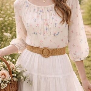 Abercrombie & Fitch Floral Sheer Blouse Small Cottagecore Coquette Top